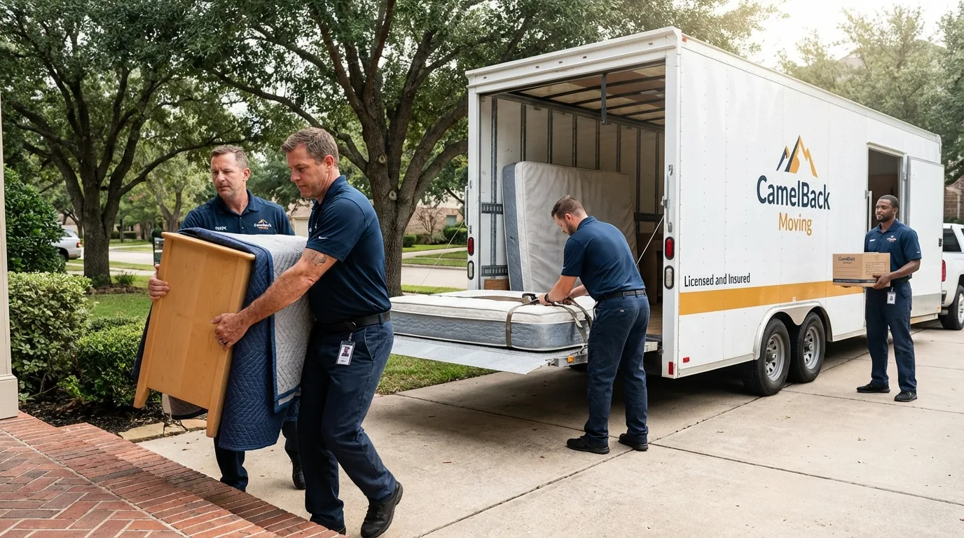 Crew loading residential truck for cross-state move from Spring Hill, FL