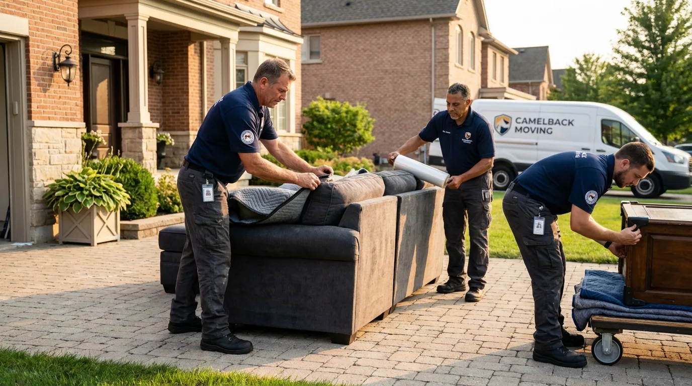 Large estate moving crew wrapping furniture in Spring Hill, FL