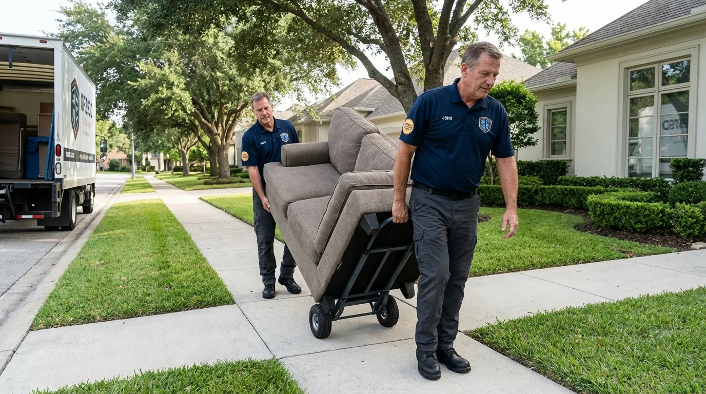 Local residential moving crew loading furniture in Spring Hill, FL
