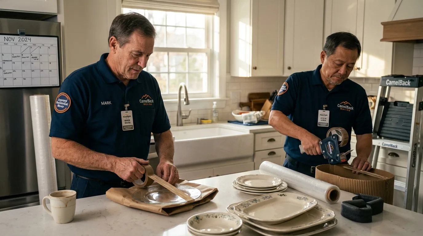 Professional crew packing kitchen dishware in Spring Hill, FL